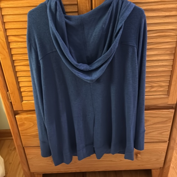 Blue Hooded Open Front Cardigan size 1X - Picture 4 of 8
